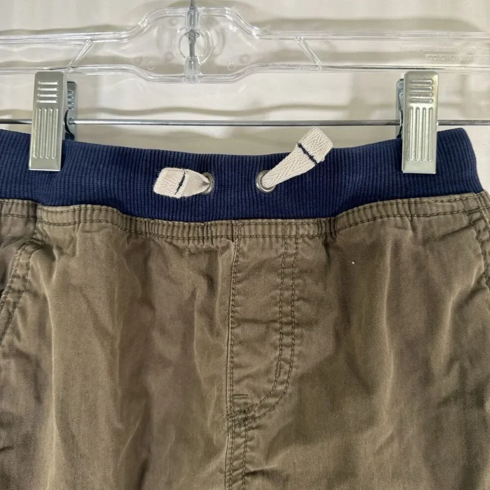 Hanna Andersson Cargo Shorts Boys 110 5 Green Pull On Drawstrong Zip Pockets